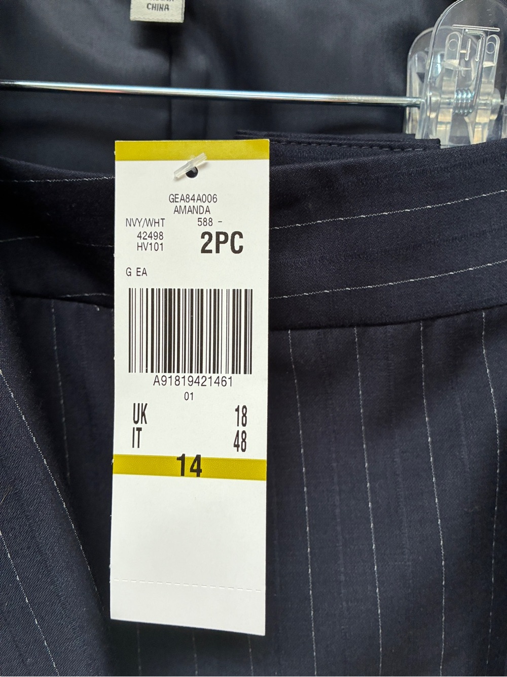 Anne Klein Navy Pinstripe Women's Blazer & Trousers - Picture 3 of 4